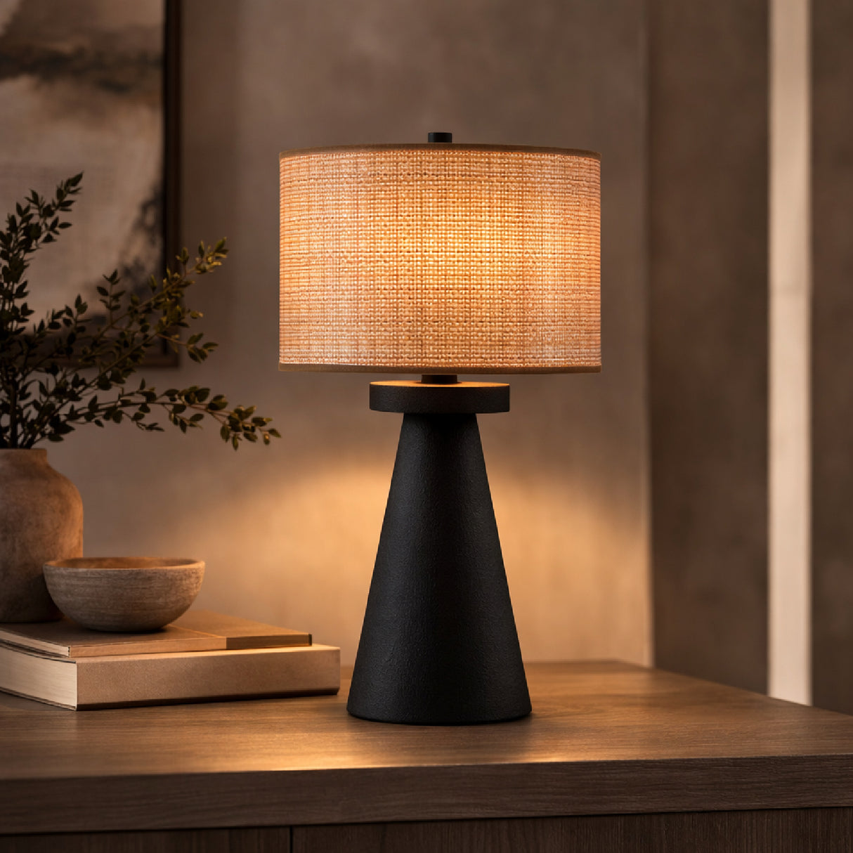   Brown Linen Accent Table Lamp | Oroa.com