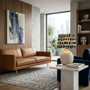   Modern European furniture - Blue Patterned Fabric Table Lamp - www.oroa.com | Oroa.com