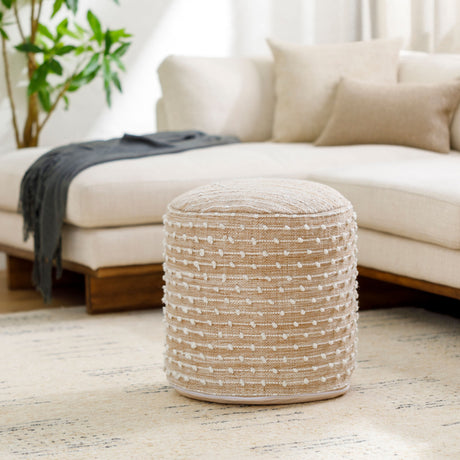   Beaded Beige Outdoor Pouf | Oroa.com