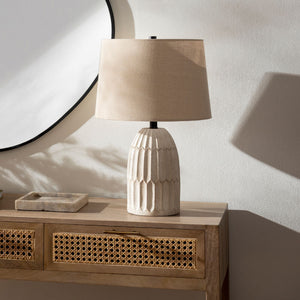   Modern European furniture - White Linen Accent Table Lamp - www.oroa.com | Oroa.com