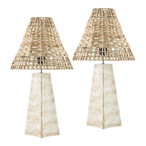   Modern European furniture - Braided Rattan Travertine Table Lamp - www.oroa.com | Oroa.com