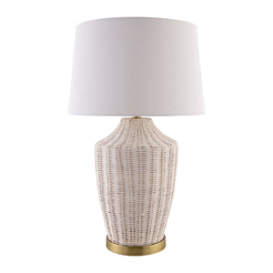   White Rattan Accent Table Lamp | Oroa.com