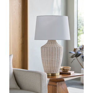   White Rattan Accent Table Lamp | Oroa.com