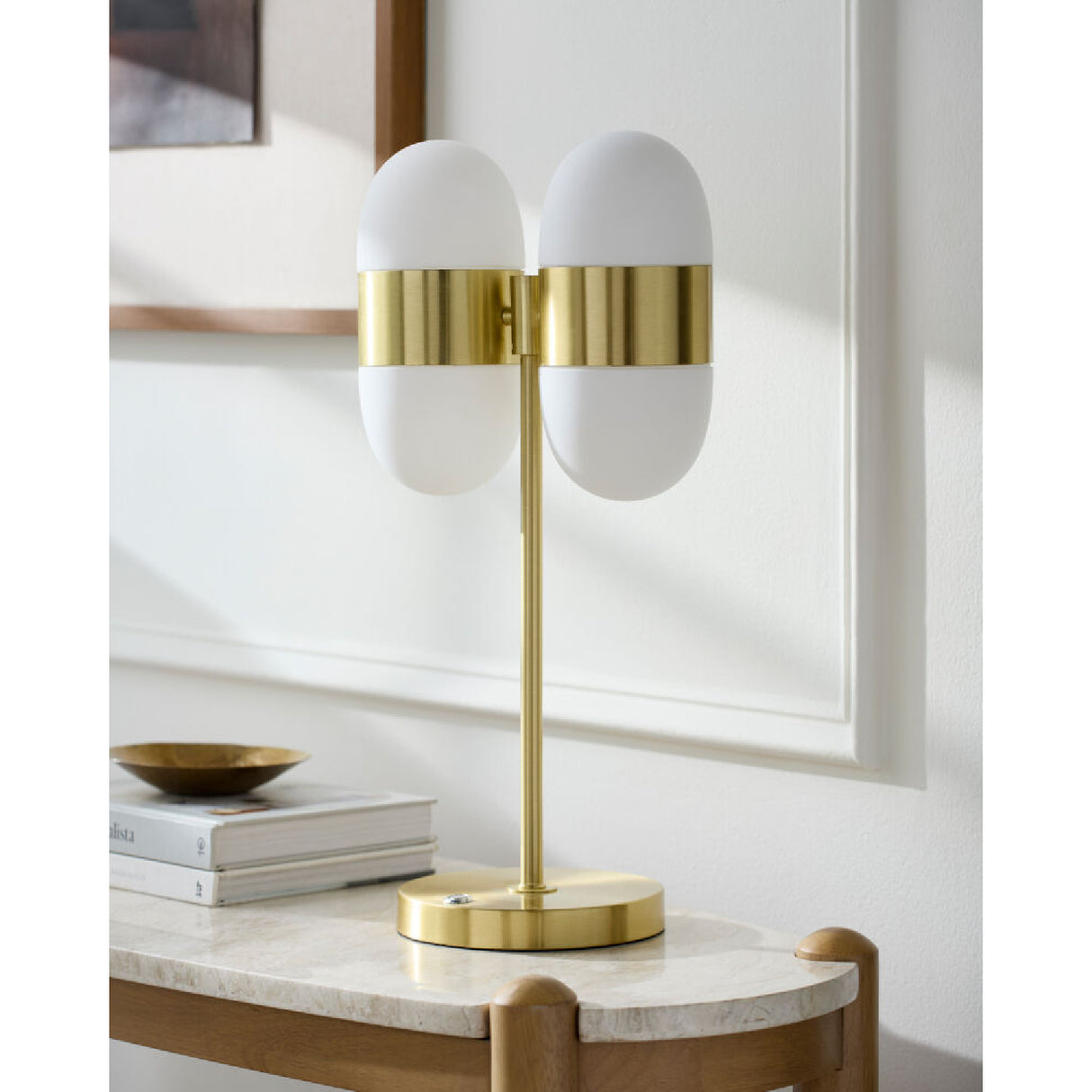   Modern European furniture - Dual White Glass Table Lamp - www.oroa.com | Oroa.com