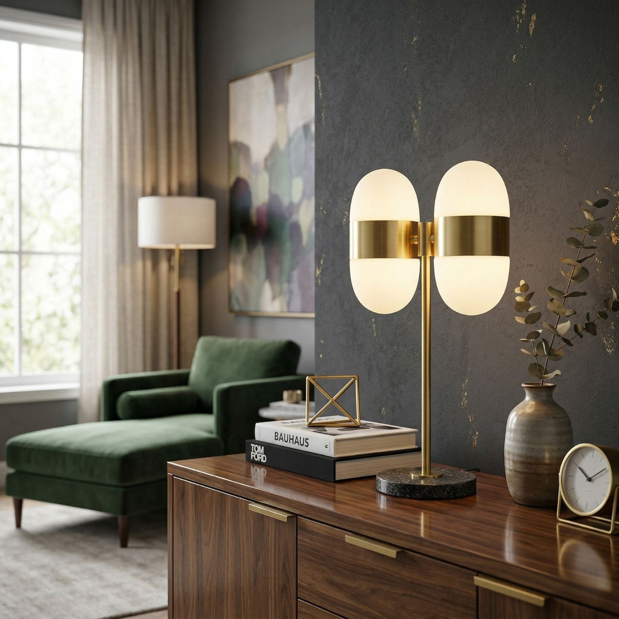   Modern European furniture - Dual White Glass Table Lamp - www.oroa.com | Oroa.com