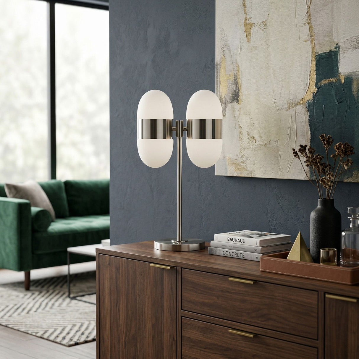   Modern European furniture - Dual White Glass Table Lamp - www.oroa.com | Oroa.com