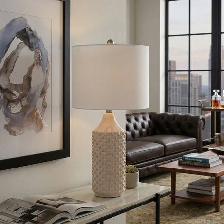   Modern European furniture - White Ceramic Linen Table Lamp - www.oroa.com | Oroa.com