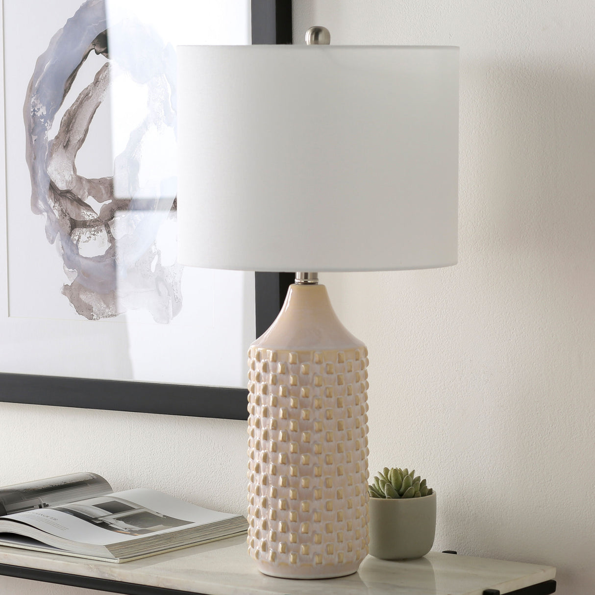   Modern European furniture - White Ceramic Linen Table Lamp - www.oroa.com | Oroa.com