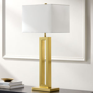   White Linen Gold Table Lamp | Oroa.com