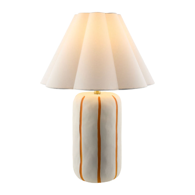 Modern European furniture - Scalloped White Linen Table Lamp - www.oroa.com