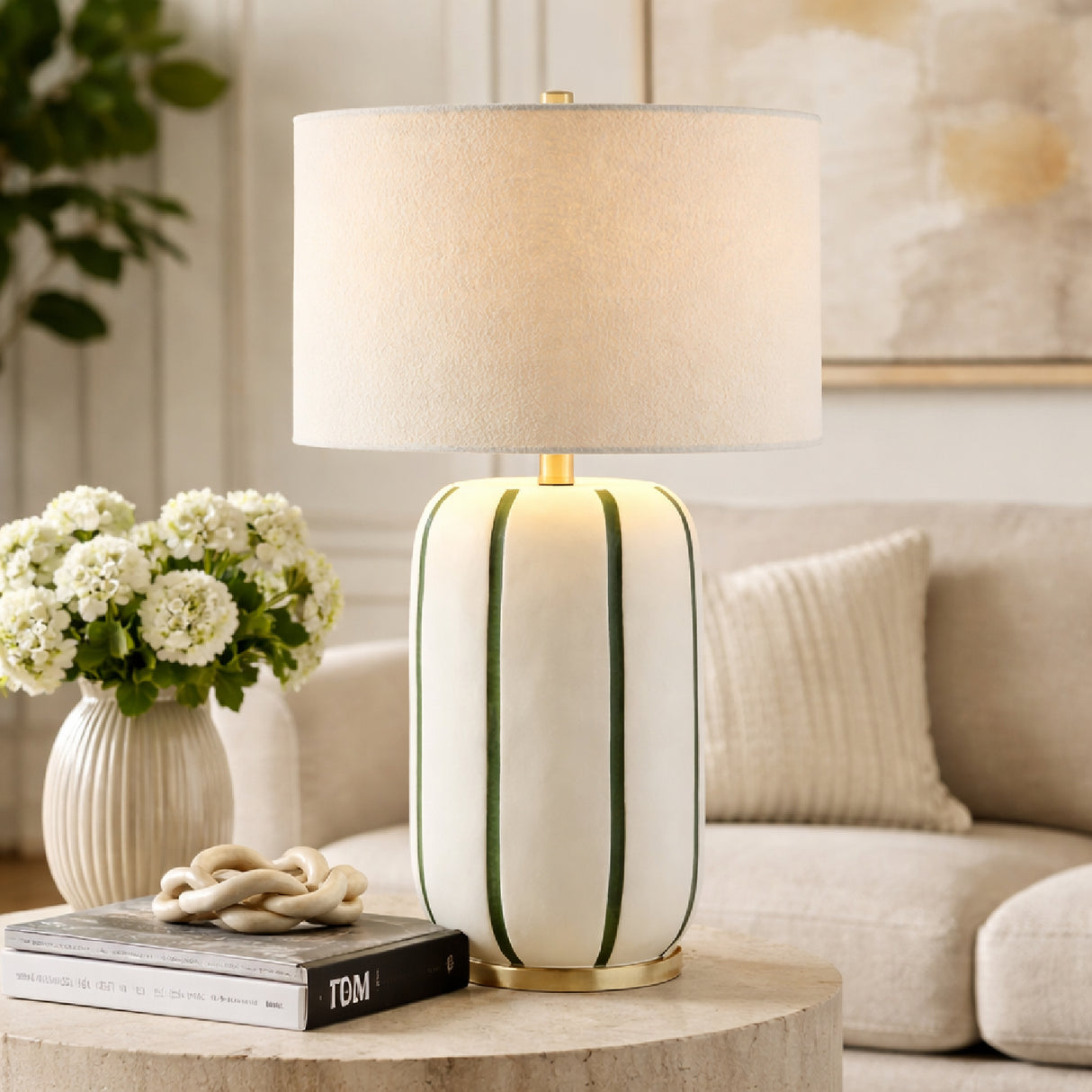   Modern European furniture - Line Painted Ceramic Table Lamp - www.oroa.com | Oroa.com