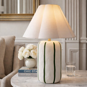   Modern European furniture - Scalloped White Linen Table Lamp - www.oroa.com | Oroa.com