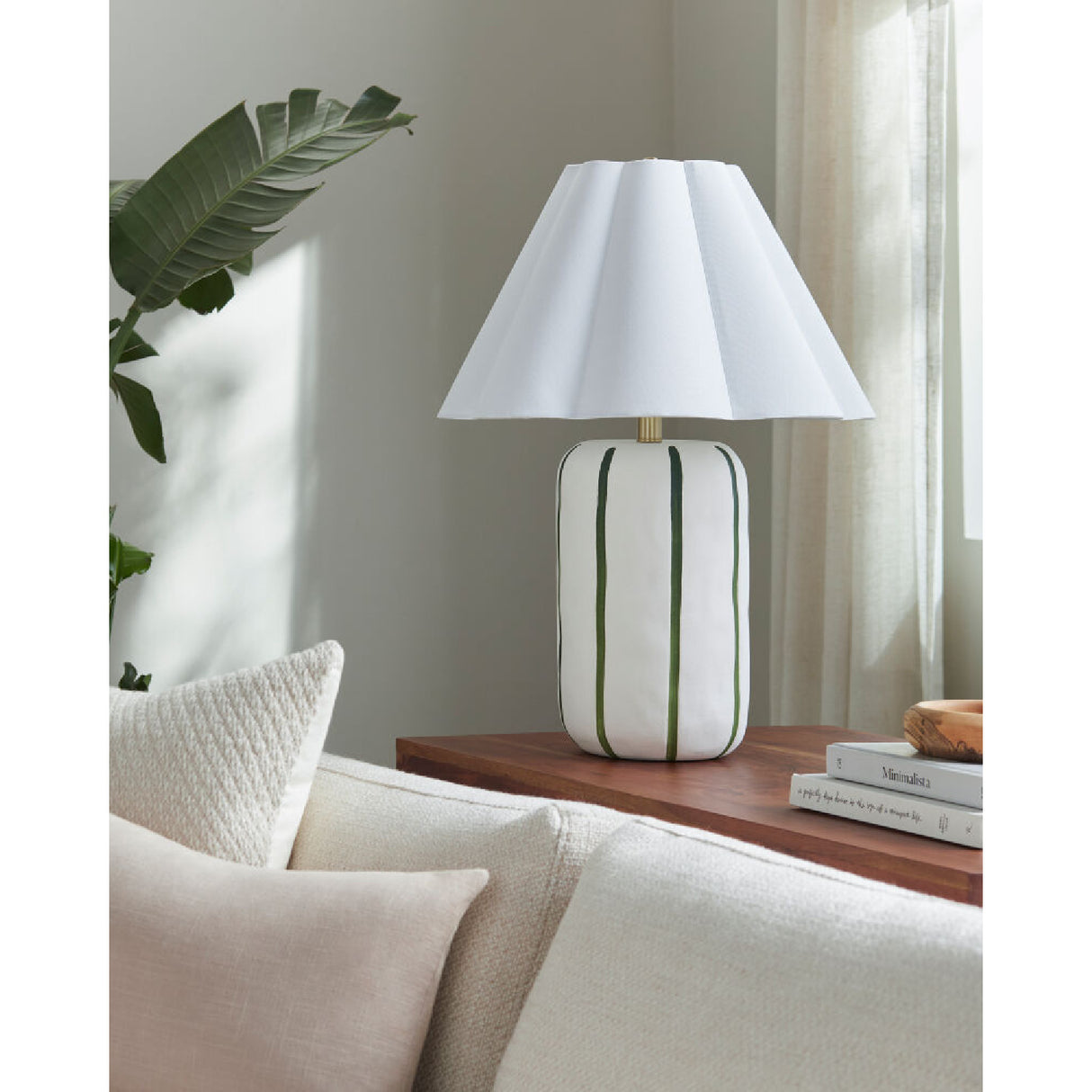   Modern European furniture - Scalloped White Linen Table Lamp - www.oroa.com | Oroa.com