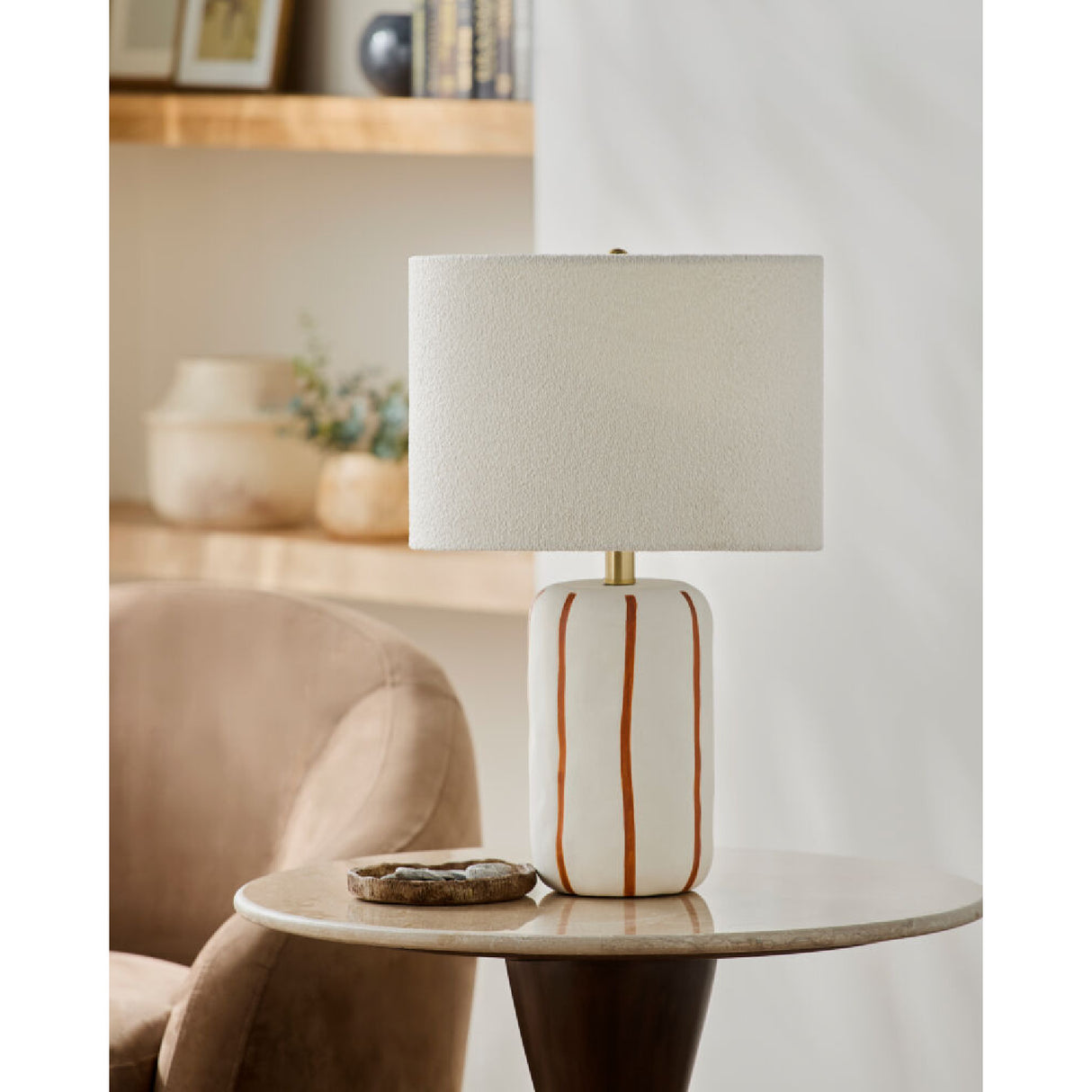   Modern European furniture - Lined Ceramic Linen Table Lamp - www.oroa.com | Oroa.com