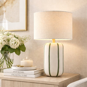   Modern European furniture - Lined Ceramic Linen Table Lamp - www.oroa.com | Oroa.com