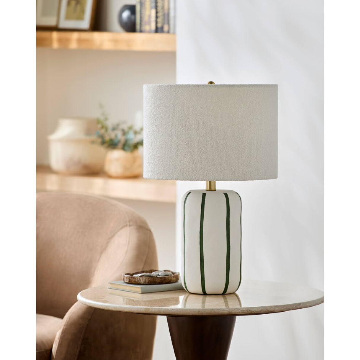   Modern European furniture - Lined Ceramic Linen Table Lamp - www.oroa.com | Oroa.com