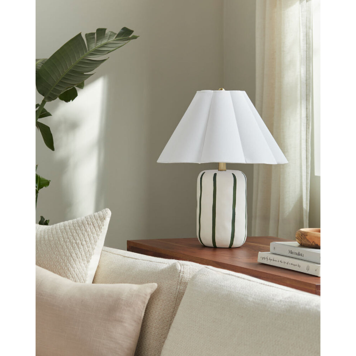   Modern European furniture - Ceramic Scalloped Linen Table Lamp - www.oroa.com | Oroa.com