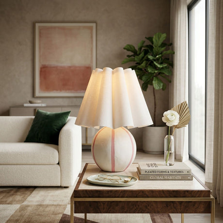   Modern European furniture - Lined Round Ceramic Table Lamp - www.oroa.com | Oroa.com