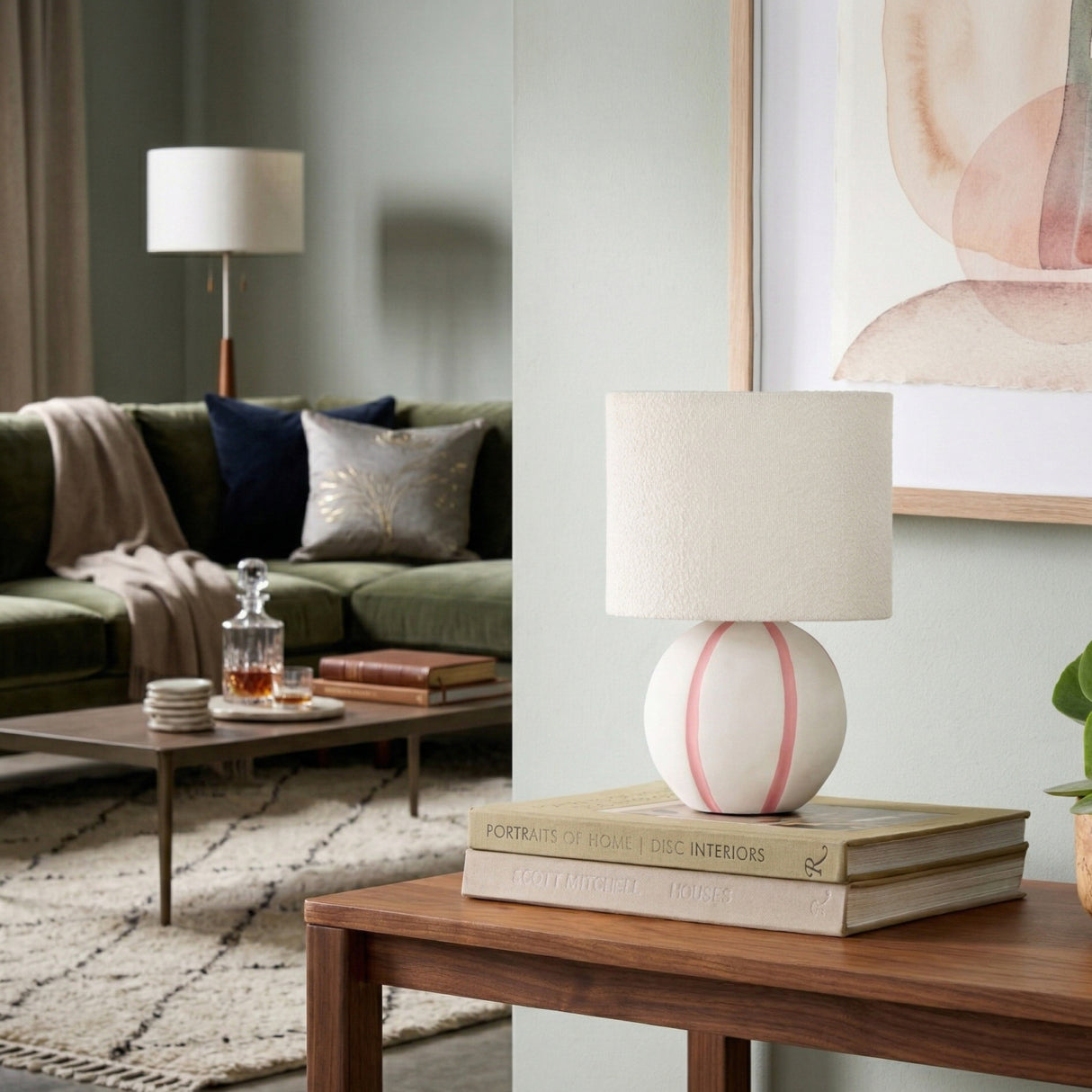   Modern European furniture - Round Lined Ceramic Table Lamp - www.oroa.com | Oroa.com