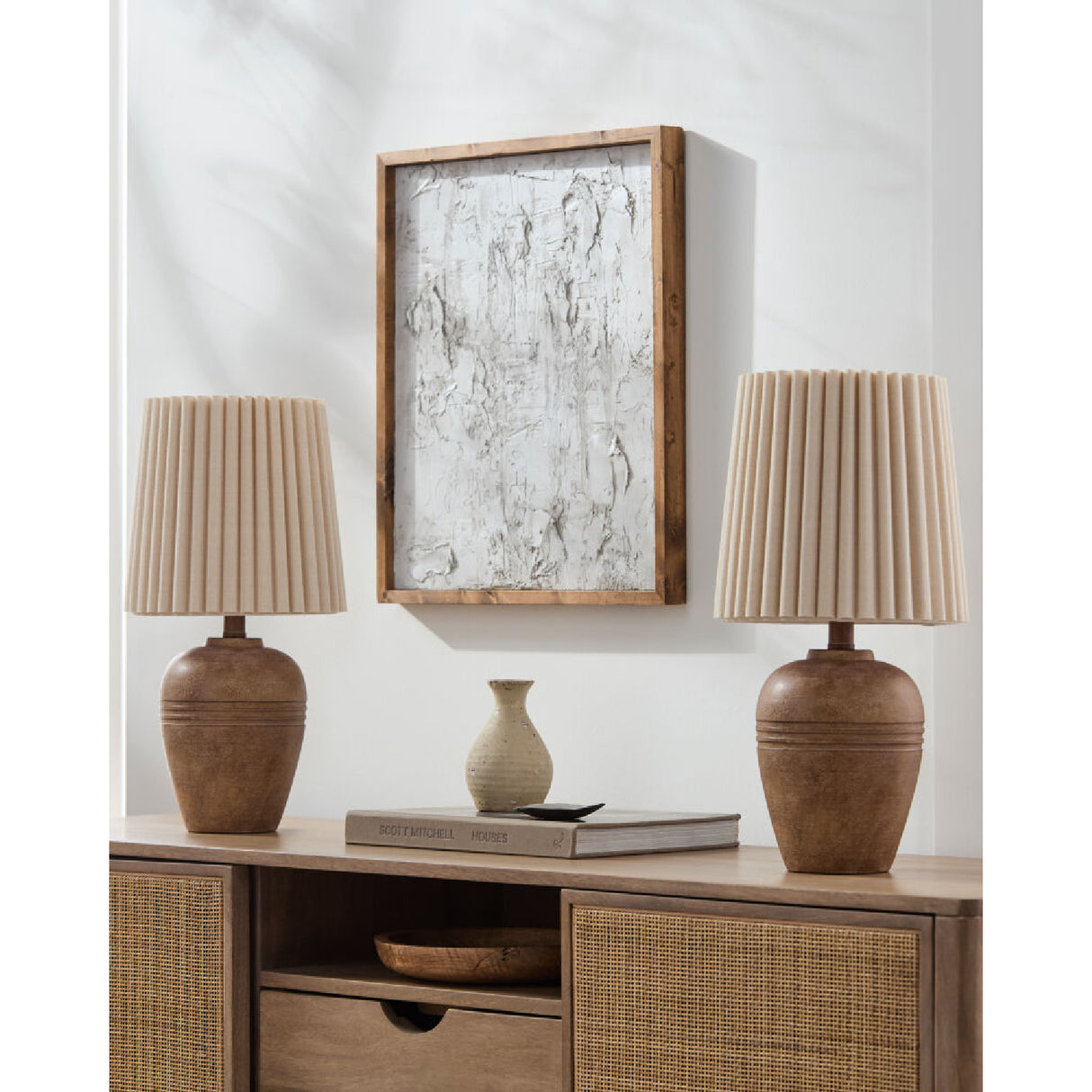   Modern European furniture - Fluted Linen Table Lamp Set (2) - www.oroa.com | Oroa.com