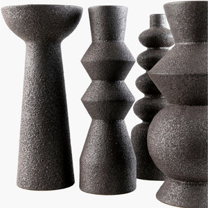   Modern European furniture - Black Ceramic Geometrical Vase Set (5) - www.oroa.com | Oroa.com
