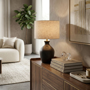   Modern European furniture - Linen Drum Shade Table Lamp - www.oroa.com | Oroa.com