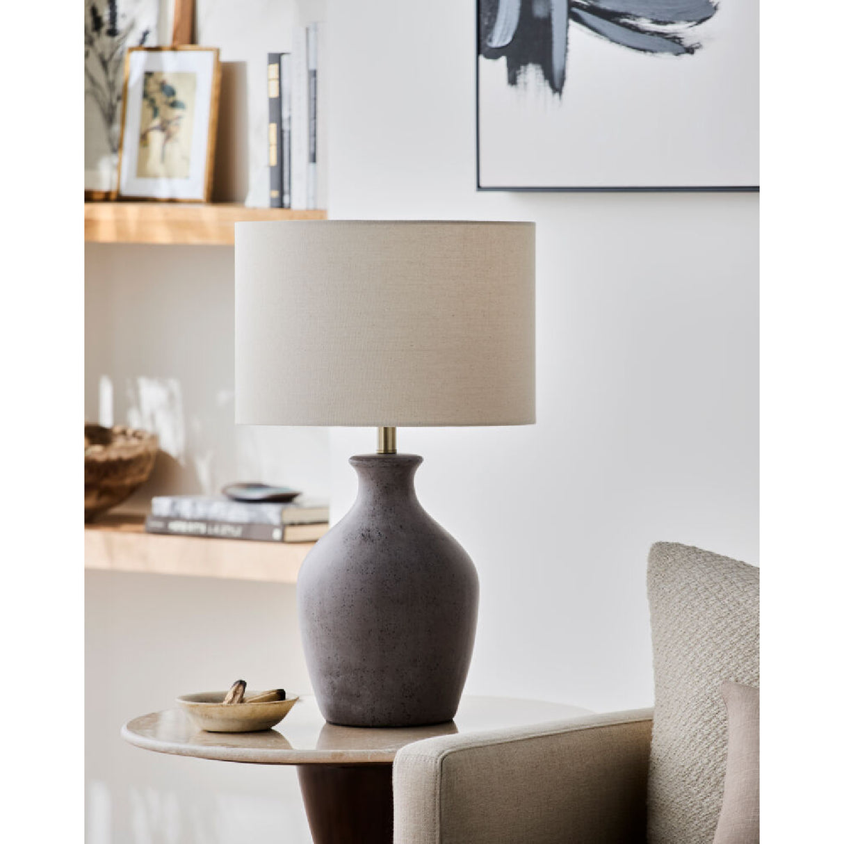   Modern European furniture - Linen Drum Shade Table Lamp - www.oroa.com | Oroa.com