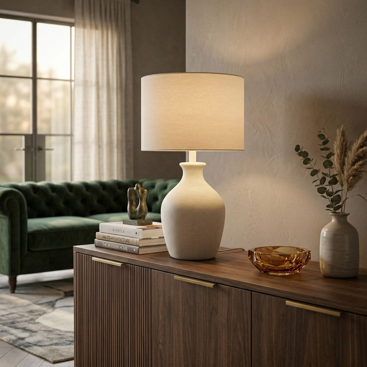   Modern European furniture - Linen Drum Shade Table Lamp - www.oroa.com | Oroa.com