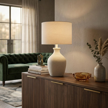   Modern European furniture - Linen Drum Shade Table Lamp - www.oroa.com | Oroa.com