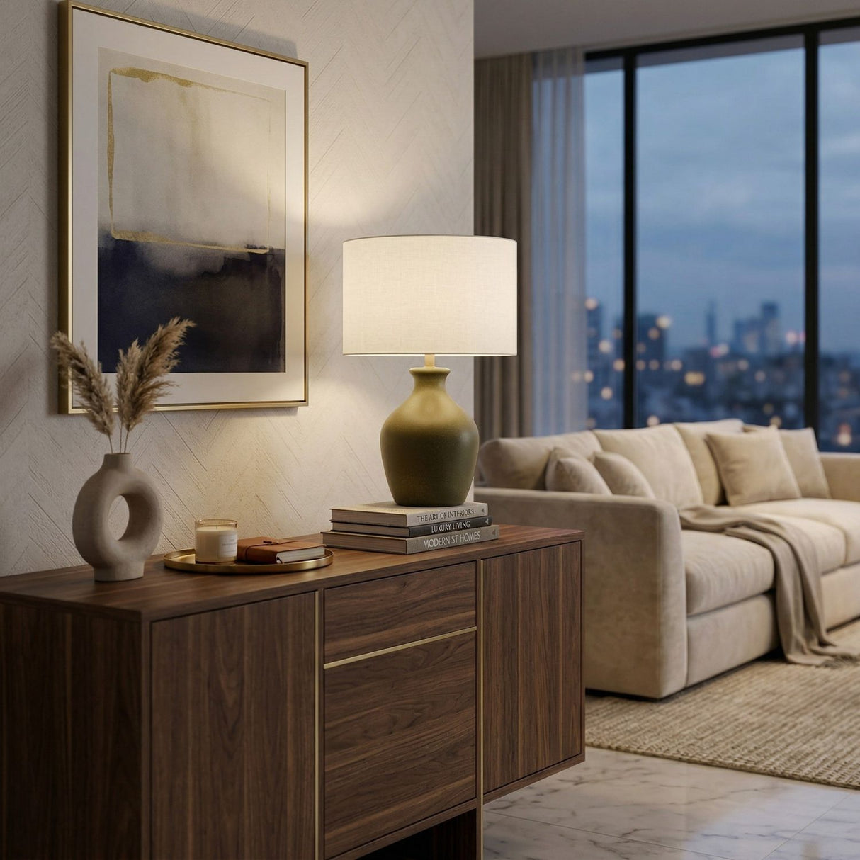   Modern European furniture - Linen Drum Shade Table Lamp - www.oroa.com | Oroa.com