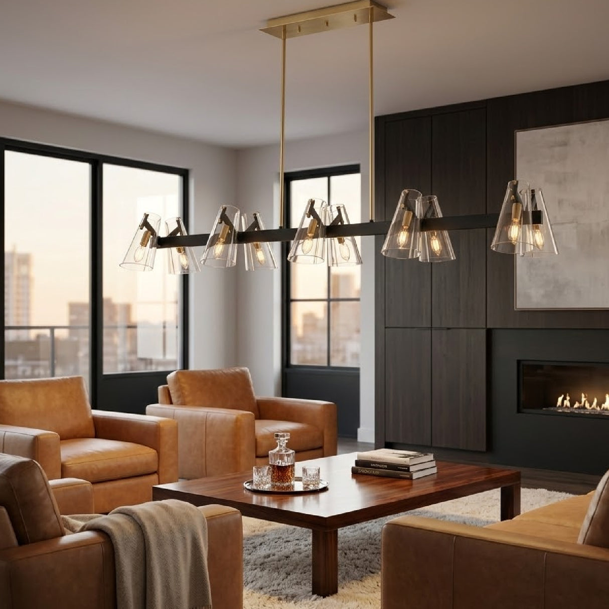   Modern European furniture - Clear Glass 12-Light Linear Chandelier - www.oroa.com | Oroa.com