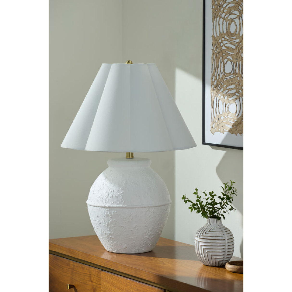   Modern European furniture - Scallop Folded Linen Table Lamp - www.oroa.com | Oroa.com