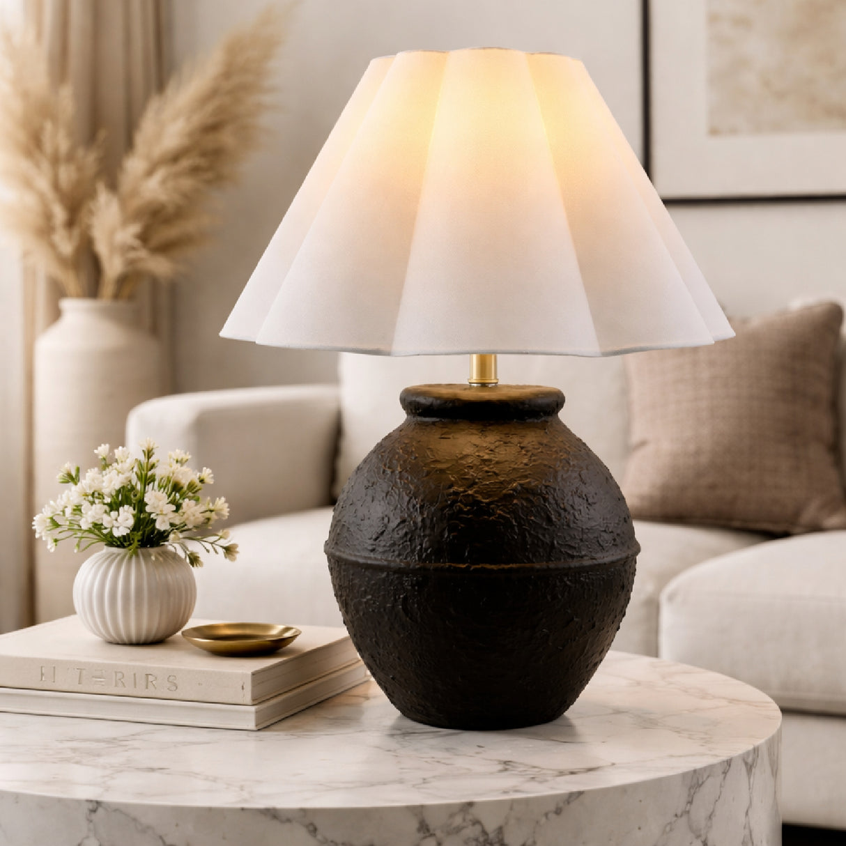   Modern European furniture - Scallop Folded Linen Table Lamp - www.oroa.com | Oroa.com