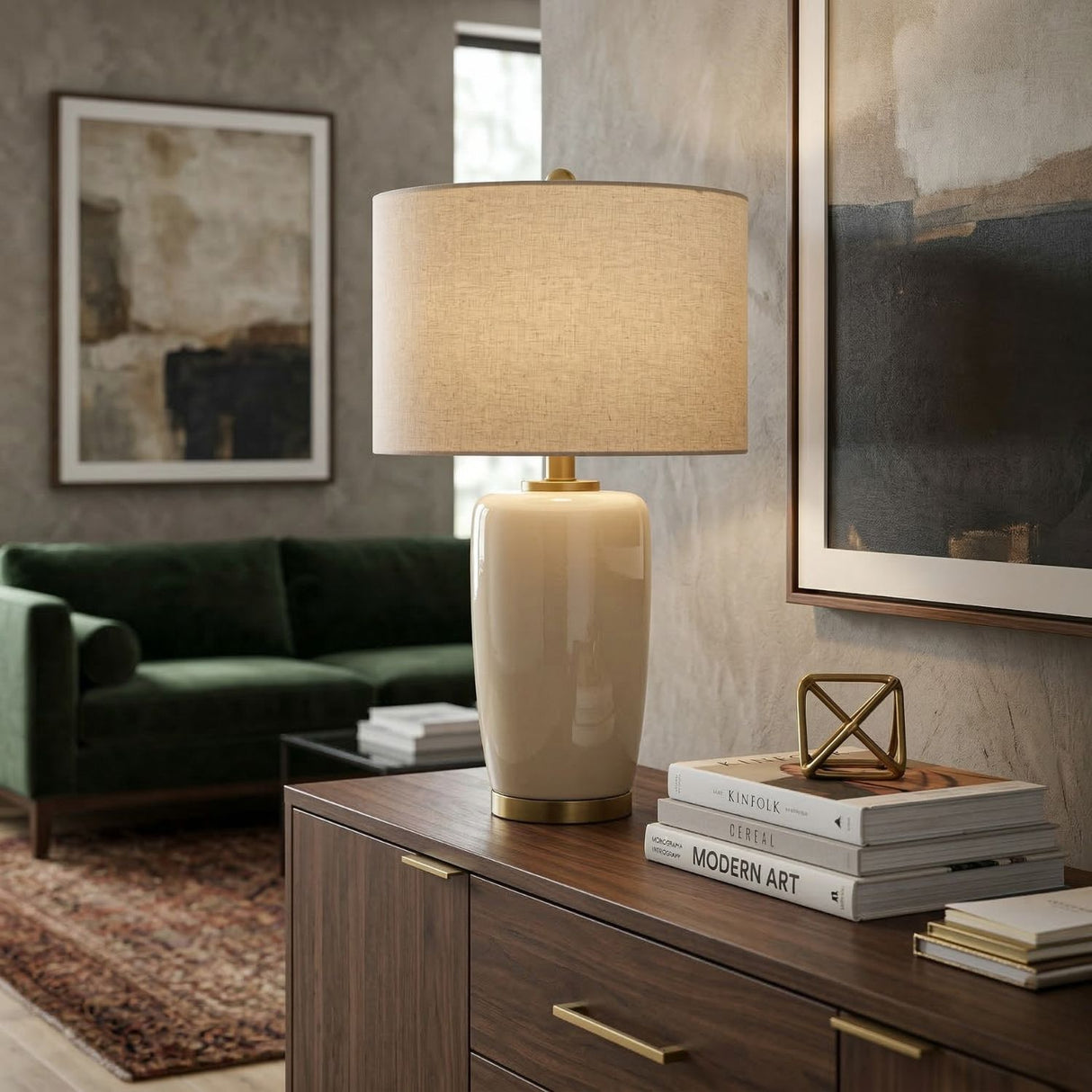   Glazed Ceramic Linen Table Lamp | Oroa.com