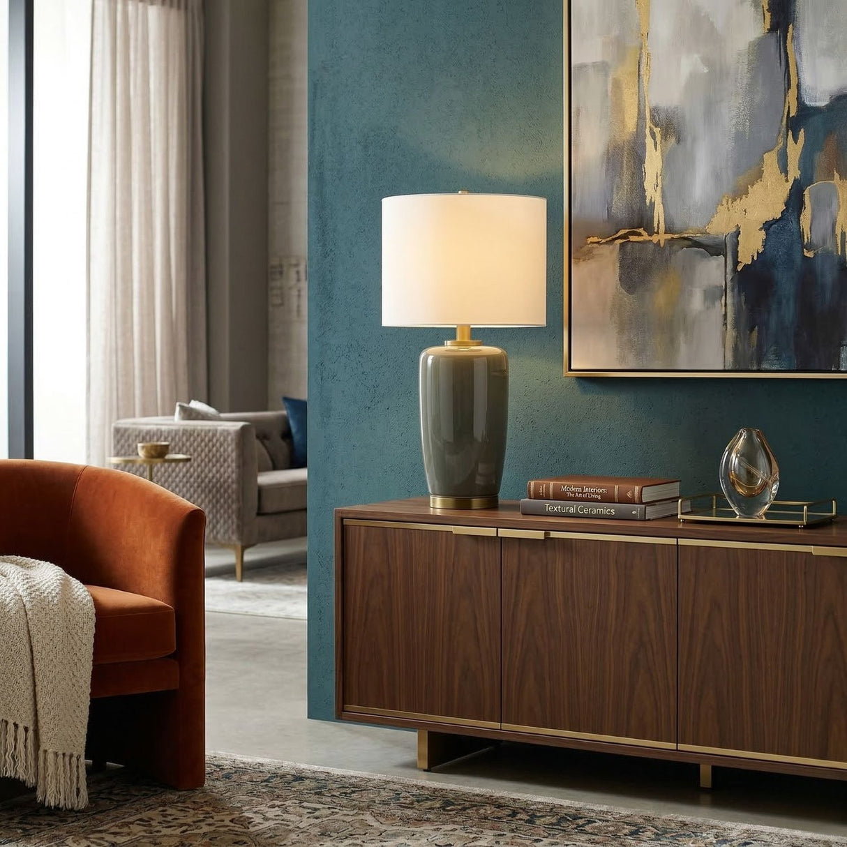   Glazed Ceramic Linen Table Lamp | Oroa.com