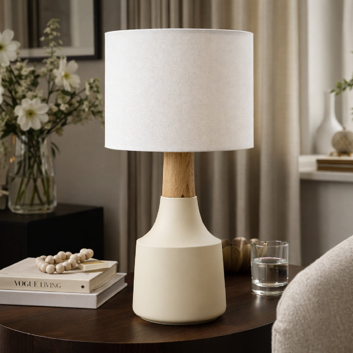   Modern European furniture - Drum Linen Shade Table Lamp - www.oroa.com | Oroa.com