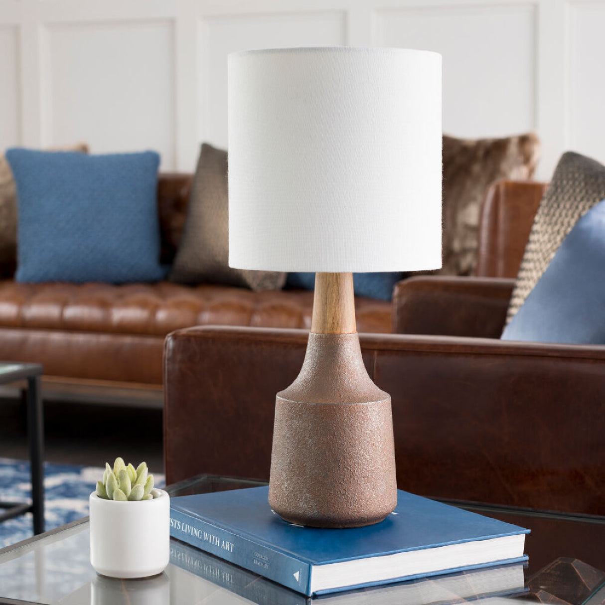   Modern European furniture - Drum Linen Shade Table Lamp - www.oroa.com | Oroa.com