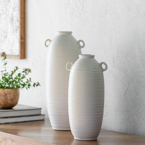   Modern European furniture - White Glazed Ceramic Vase Set (2) - www.oroa.com | Oroa.com