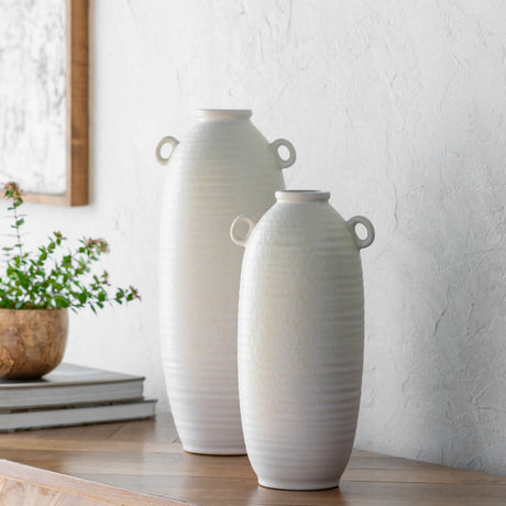   Modern European furniture - White Glazed Ceramic Vase Set (2) - www.oroa.com | Oroa.com
