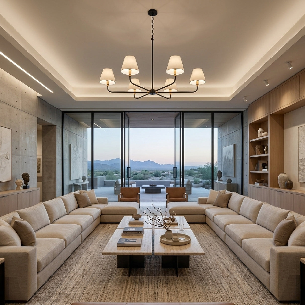   Modern European furniture - 6-Light White Linen Chandelier - www.oroa.com | Oroa.com