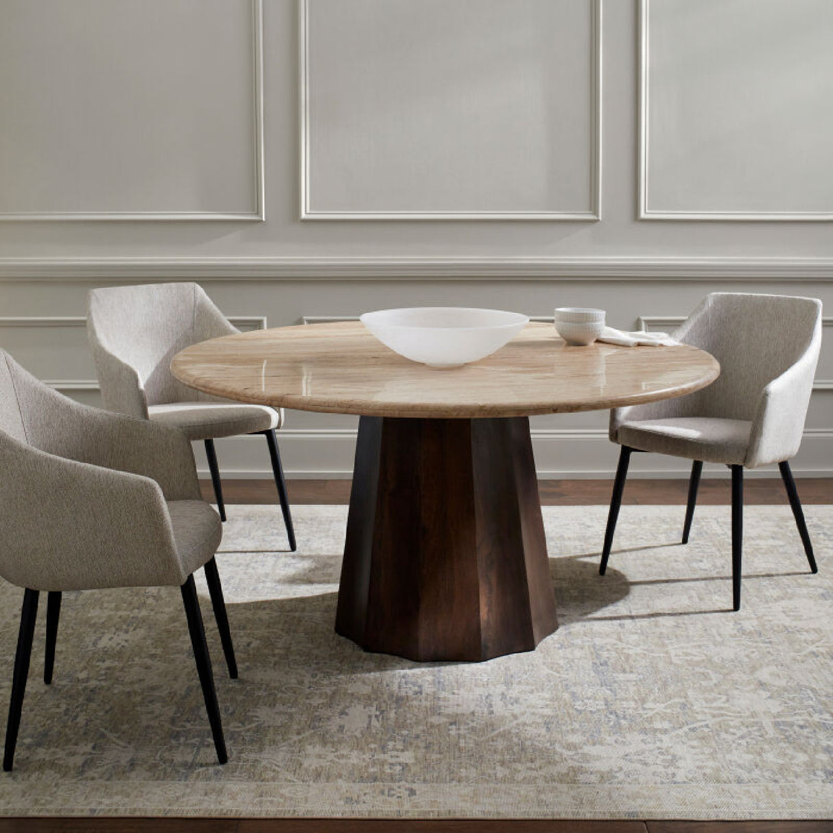   Round Travertine Dining Table | Oroa.com