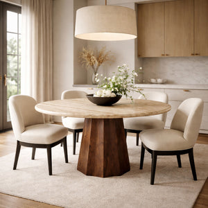   Round Travertine Dining Table | Oroa.com