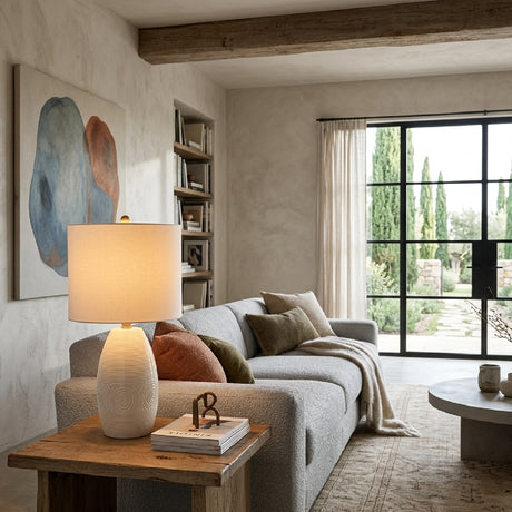   Modern European furniture - White Linen Ceramic Table Lamp - www.oroa.com | Oroa.com