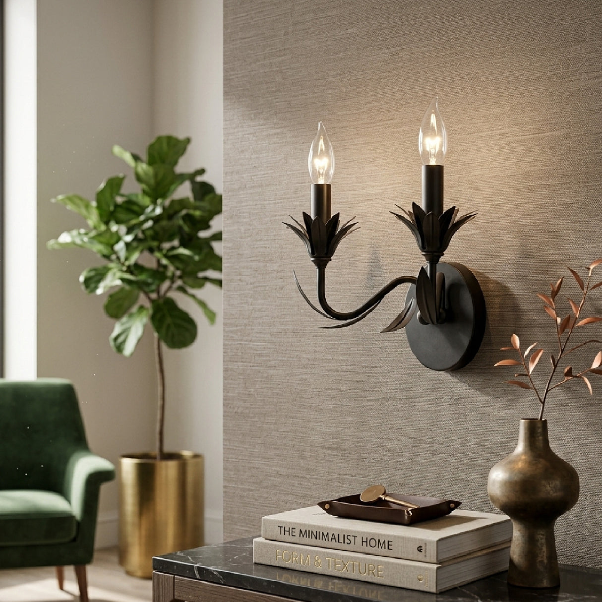   Modern European furniture - Black Floral Candelabra Wall Lamp - www.oroa.com | Oroa.com