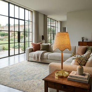   Modern European furniture - Scalloped Beige Jute Table Lamp - www.oroa.com | Oroa.com