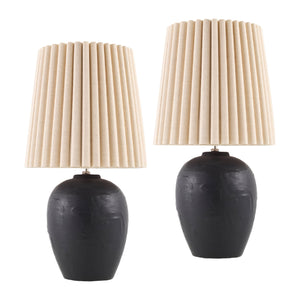   Modern European furniture - Pleated Linen Ceramic Table Lamps (2) - www.oroa.com | Oroa.com