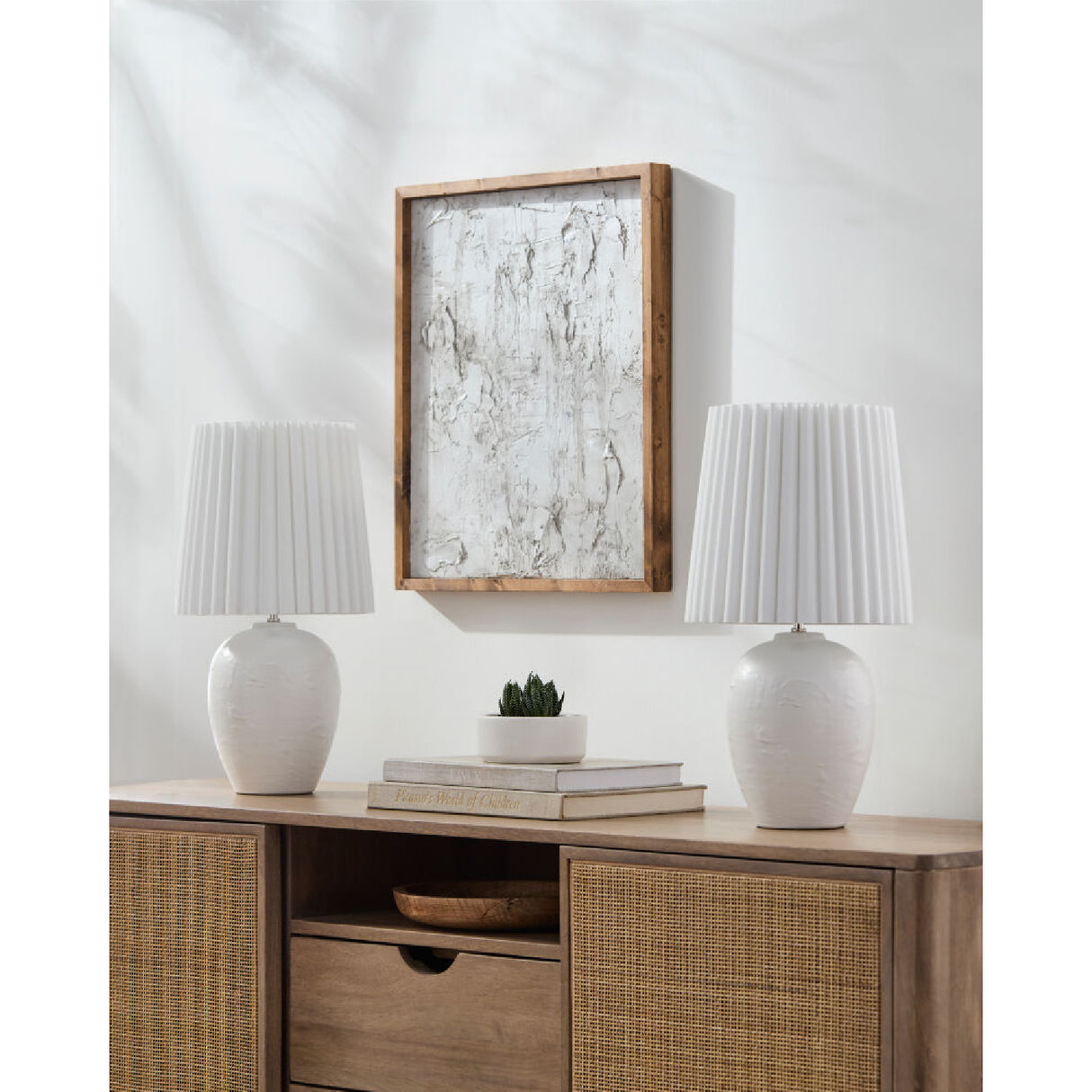   Modern European furniture - Pleated Linen Ceramic Table Lamps (2) - www.oroa.com | Oroa.com