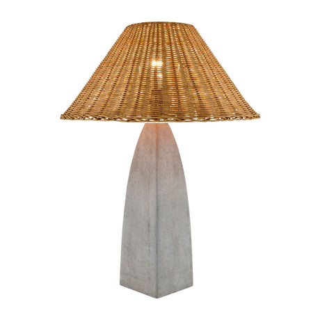   Modern European furniture - Rattan Shade Concrete Table Lamp - www.oroa.com | Oroa.com