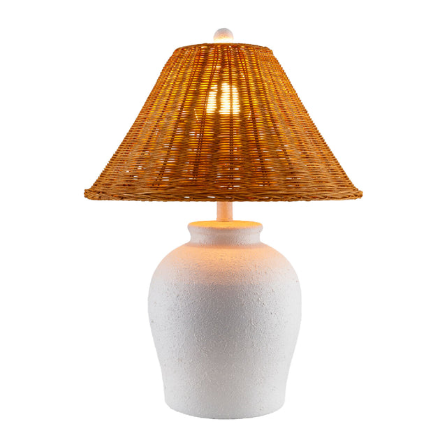 Modern European furniture - Brown Rattan Ceramic Table Lamp - www.oroa.com