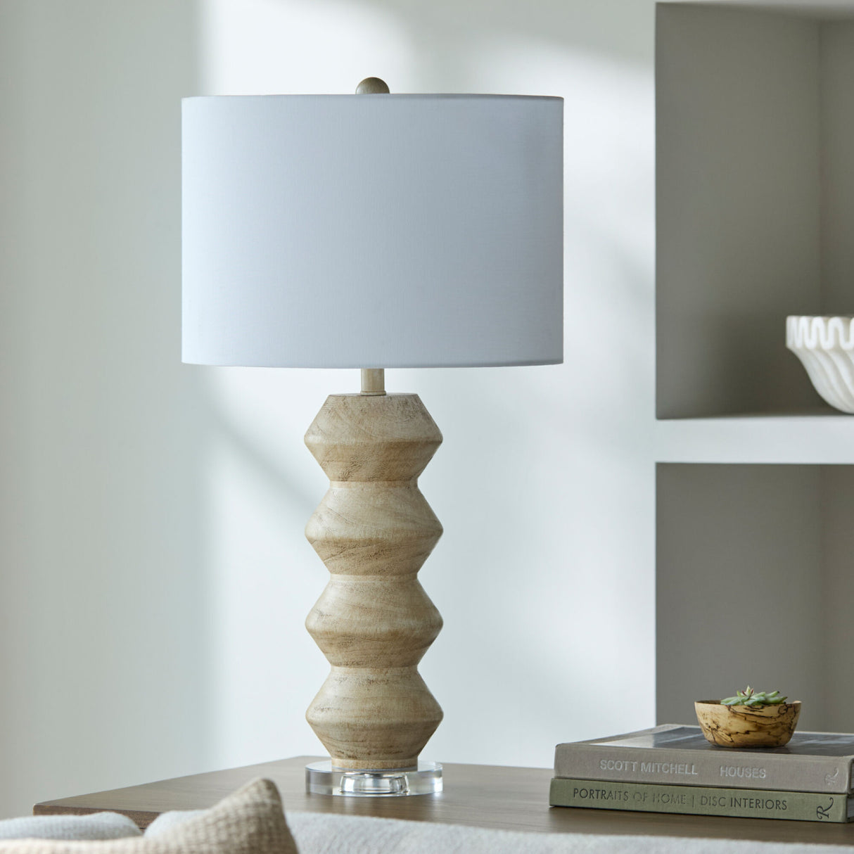   Modern European furniture -  Geometrical Base Linen Table Lamp - www.oroa.com | Oroa.com